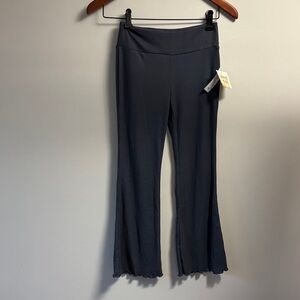 Planet Gold girls M (7/8) charcoal gray ribbed flared pant NWT